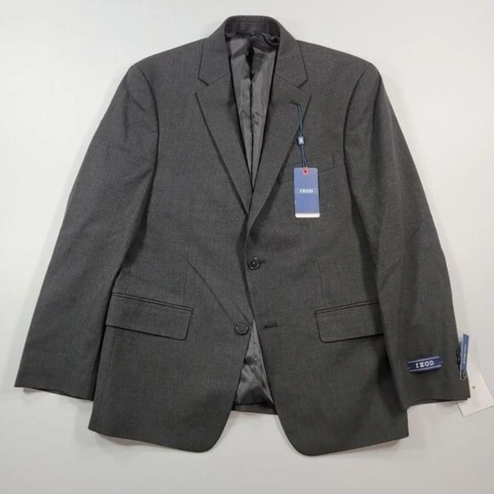 IZOD‎ Charcoal Suit Jacket Mens 40S 40 Stretch Regular Fit Blazer NEW